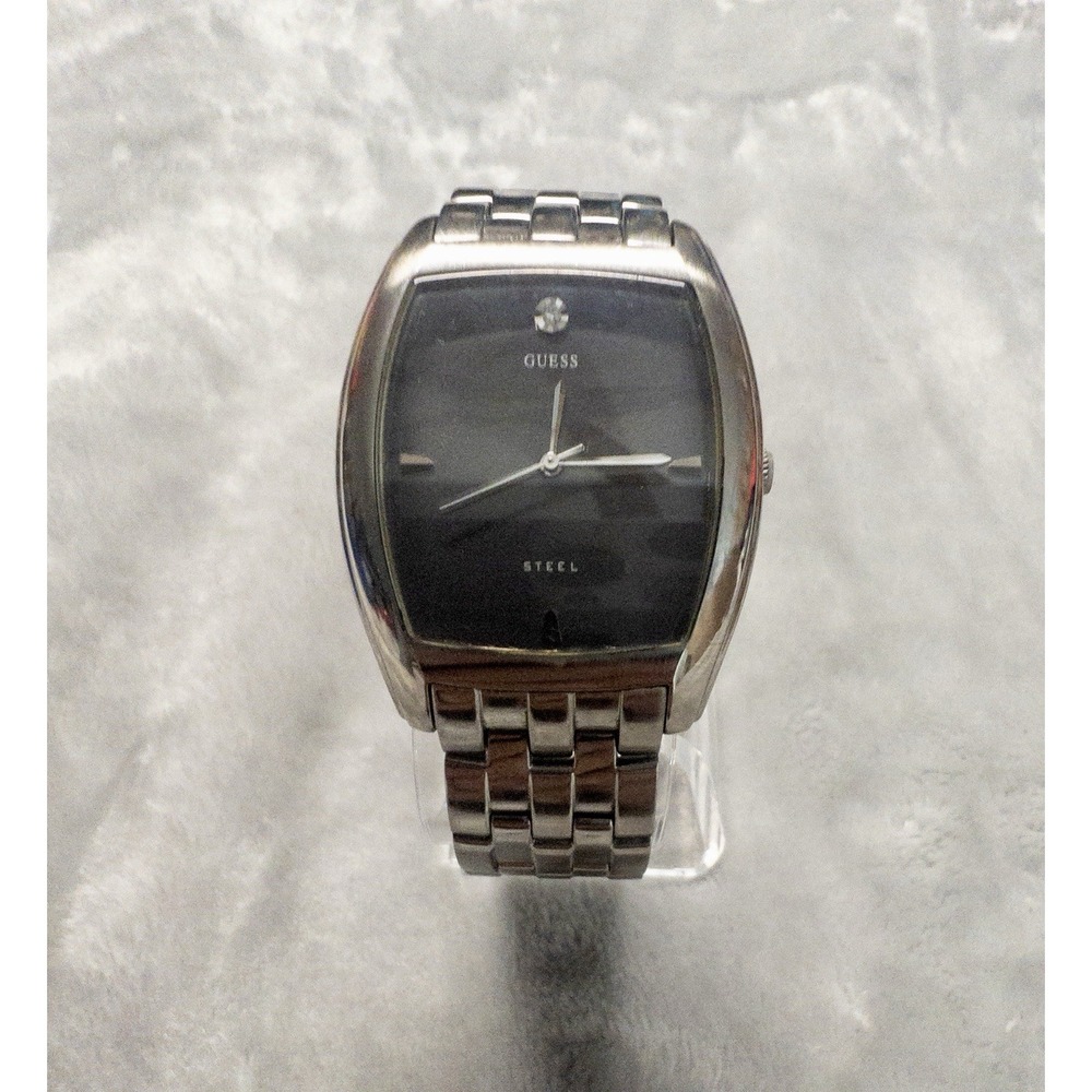 Guess Steel Mens 36mm Diamond Accent Watch New Battery